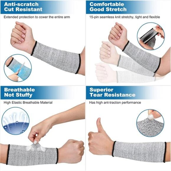 2 Pairs Cut Resistant Sleeve Arm Protection Level 5 Protection Safety - Picture 3 of 7